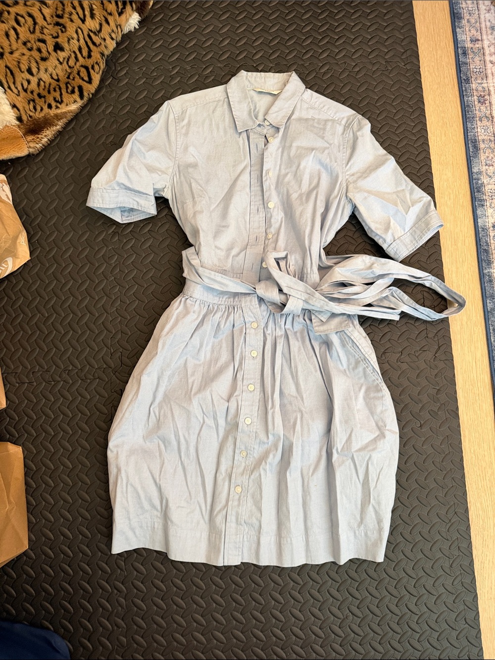 Liz Claiborne Light Blue Button-Front Midi Shirt Dress